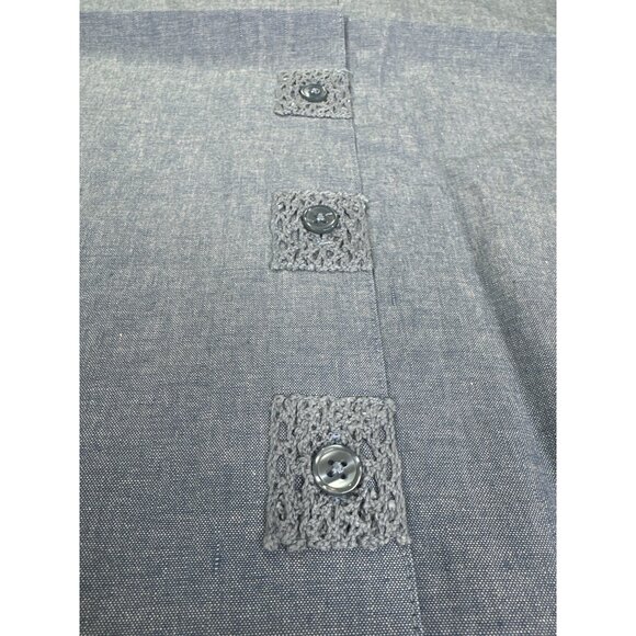 Vtg. Denim & Co. Womens small Long Sleeve New Blue Button-Down Shirt - Picture 2 of 9